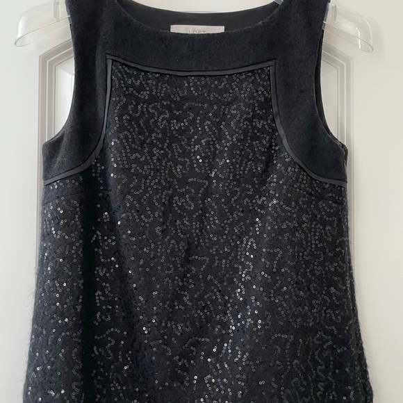 LOFT Wool Sequin Sleeveless Shift Dress Size 0 - Picture 5 of 9